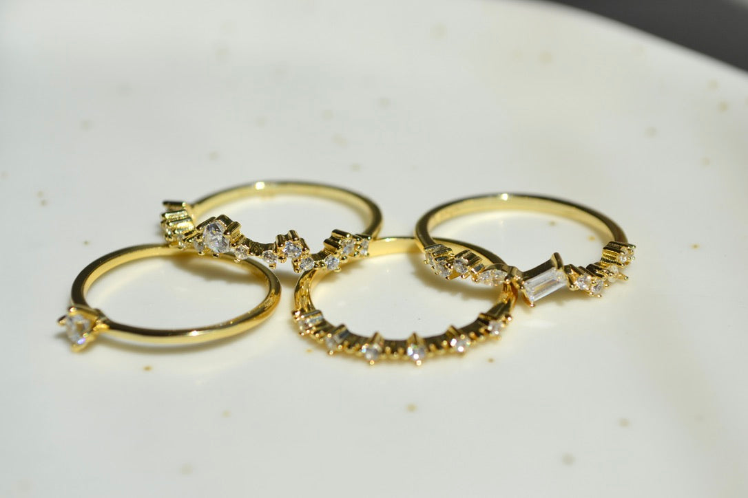 dainty & minimal marquise rings 18k gold plated ring stacking